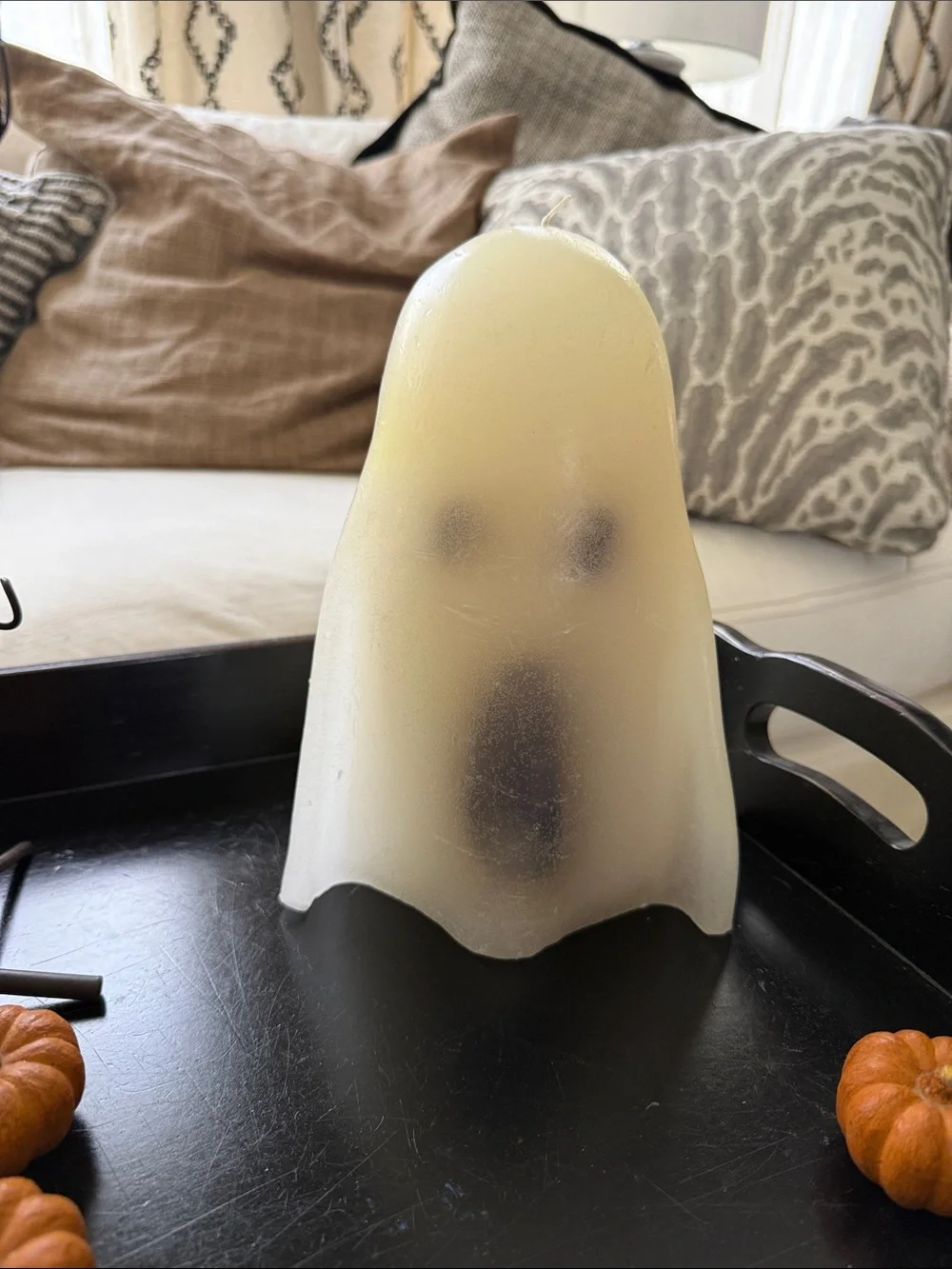 Retired Pottery Barn Frosted White Ghost candle